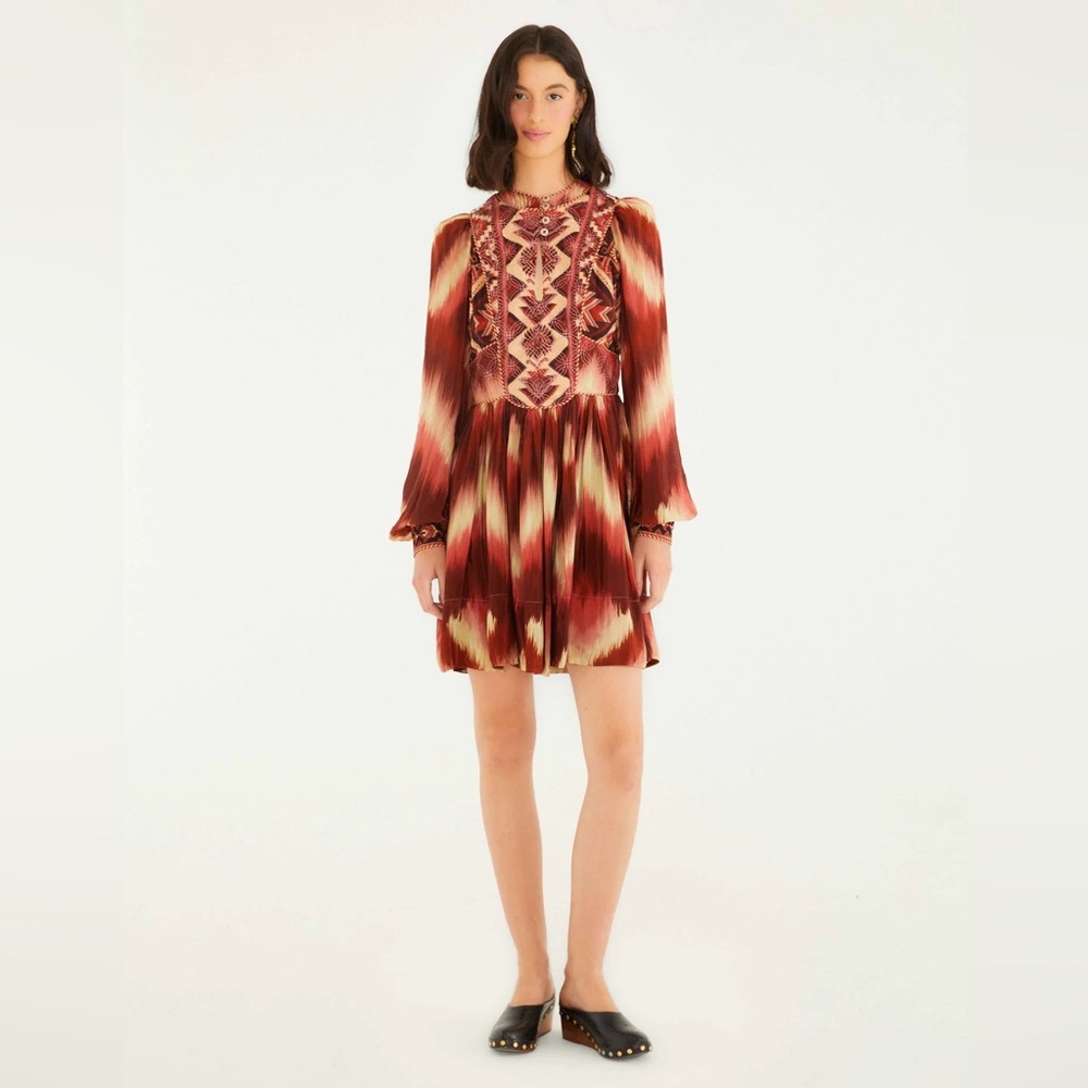 FARM RIO Red Amanda Stripes Tapestry Quilted Mini Dress
